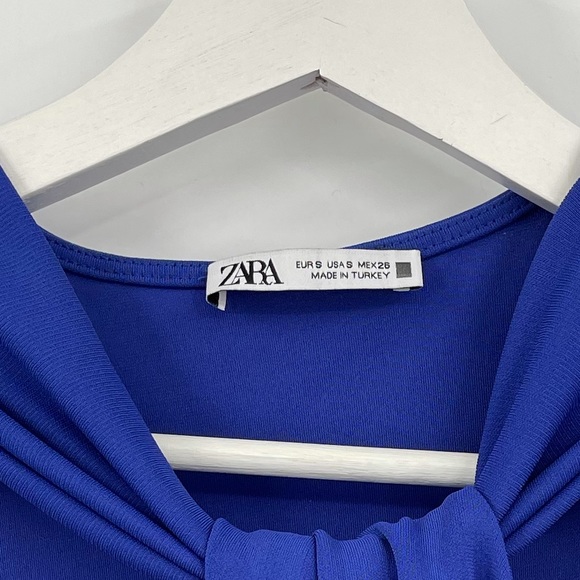 Zara Dress Knotted Halter Dress Size Small Color Blue Sleeveless - Picture 8 of 11